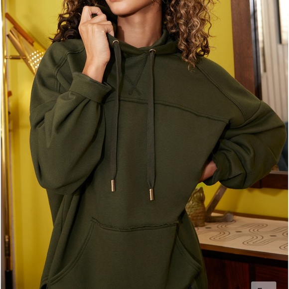Savage X Fenty Deep Forest Green Longsleeve Oversized Pullover Xssential Hoodie - Picture 4 of 16